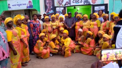 DEDICATED WOMEN OF OLODIAMA KINGDOM IN A THANK YOU VISIT TO THE SOUTH SOUTH COORDINATOR OF THE ASIWAJU GROUP (TAG) CHIEF PASTOR REUBEN CLIFFORD WILSON.