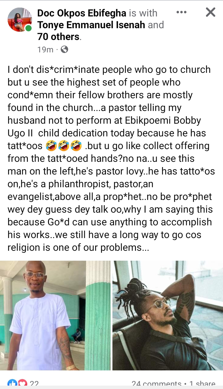 A Pastor stops popular Artist Jah Wondah  from performing  in  Church for having Tattoo in his hands  but asked him to put just offering and go.