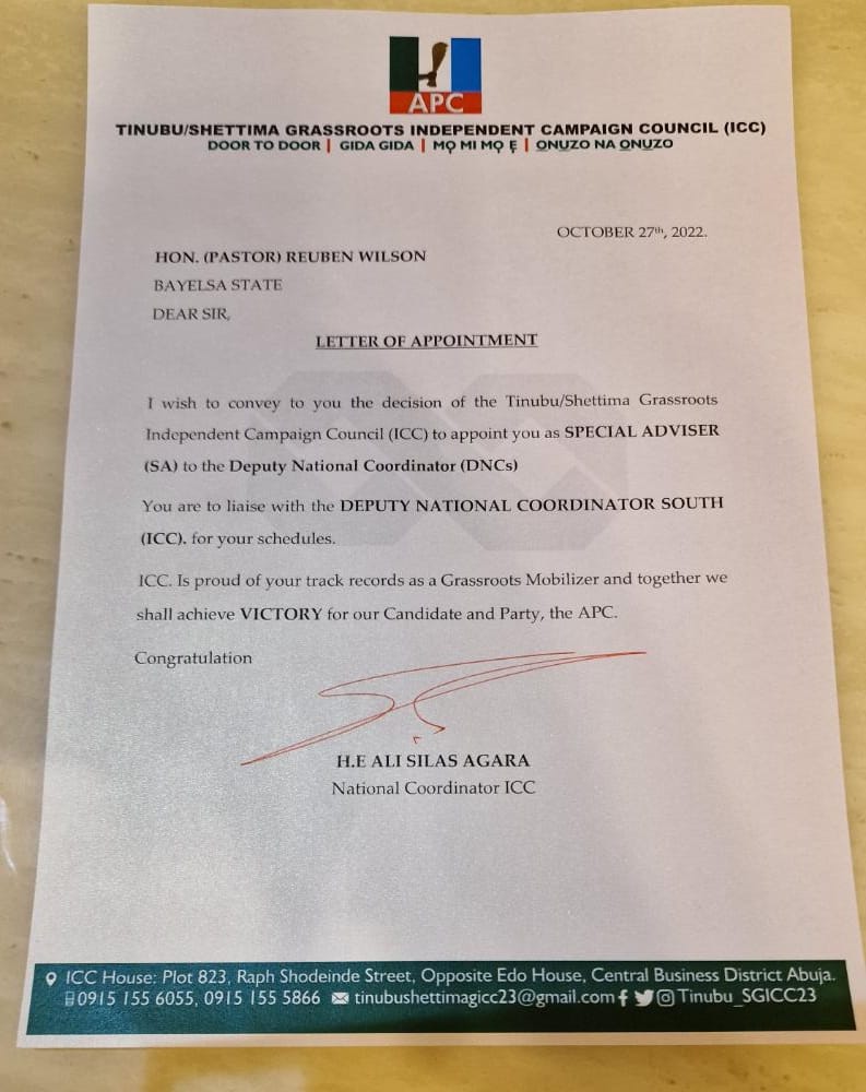 ICC APPOINTS CHIEF PASTOR REUBEN AS SPECIAL ADVISER