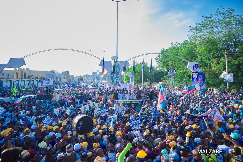 Fear Grips Opposition As Ganduje's Son Leads Over 1Million To March For Tinubu In Kano