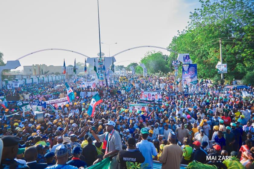 Fear Grips Opposition As Ganduje's Son Leads Over 1Million To March For Tinubu In Kano