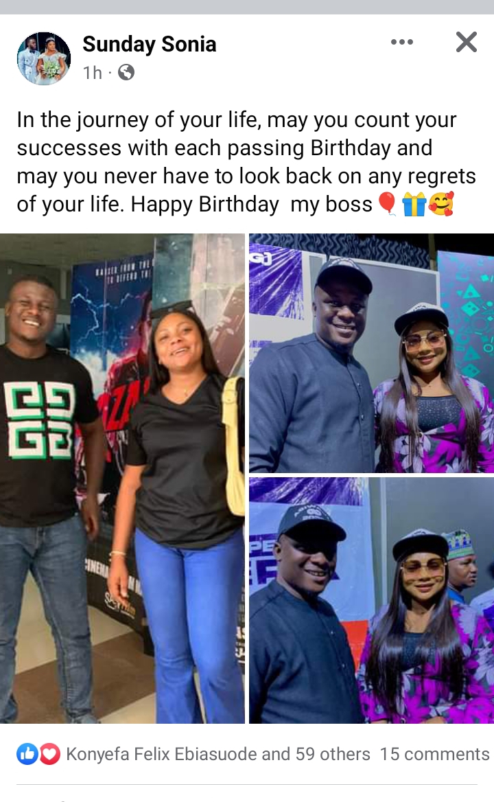 Ex Miss Nollywood international Amb. Sonia Sunday Konyefa Celebrates Organizer Barakumo Solomon Odede on his birthday