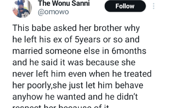 Man reveals he didn’t marry his girlfriend of 5 years because she never left him even when he treated her poorly