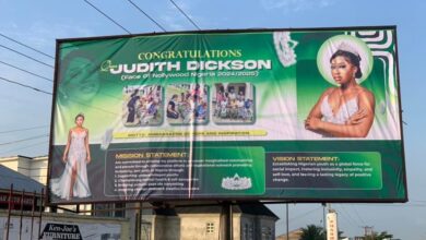 Face of Nollywood Nigeria 2024/25 Queen Judith Dickson spread billboards in her city to  Celebrates winning