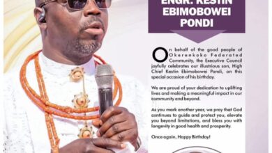 OKERENKOKO FEDERATED COMMUNITY CELEBRATES HIGH CHIEF KESTIN EBIMOBOWEI PONDI ON HIS BIRTHDAY