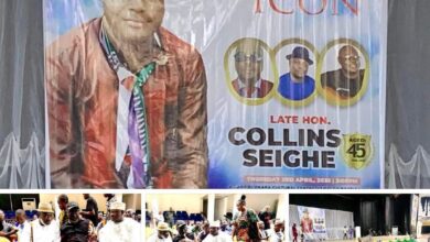 Chief pst Reuben Clifford Wilson attends the service of song of late Hon. Collins Seighe at the Cultural Center yenagoa