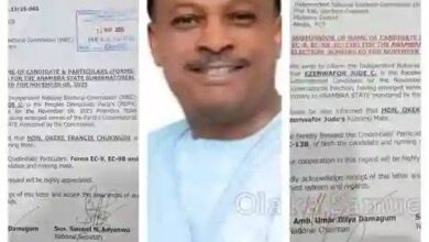 Letter sending Anambra PDP governorship candidate to INEC was signed by Damagum as Chairman and Samuel Anyanwu as National Secretary.
