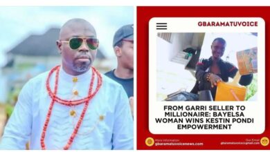 BREAKING: KESTIN PONDI EMPOWERS BAYELSA GARRI SELLER WITH ₦1 MILLION GRANT