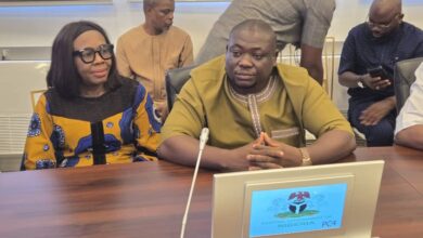 Acting State Chairman of Bayelsa State PDP George Turnah, MON addressing the eminent leaders and concerned stakeholders meeting of PDP held in Abuja.