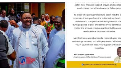 Chief Pastor Reuben and his family Appreciates the General public for coming out in solidarity for the burial of late elder sister