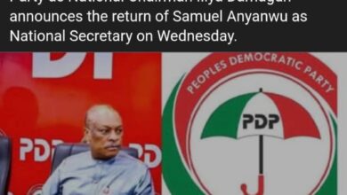 Breaking…Sen Samuel Anyanwu officially resume as PDP National Secretary.