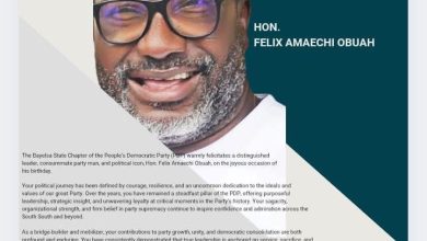 BAYELSA PDP FELICITATES FELIX OBUAH ON BIRTHDAY ANNIVERSARY