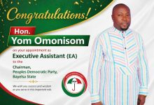 APPOINTMENT OF EXECUTIVE ASSISTANT (EA) TO THE CHAIRMAN, PDP BAYELSA STATE