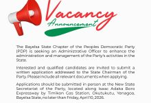 PDP Bayelsa Announces Vacancy for Administrative Officer
