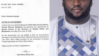 BREAKING NEWS!!  GOVERNOR MONDAY OKPEBHOLO APPOINTS HON. VICTOR URESHEMI AKANDE AS SPECIAL ADVISER ON STUDENT AFFAIRS AND MOBILIZATION